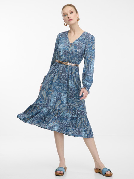 Orsay Blaues gemustertes Damen-Midikleid ORSAY