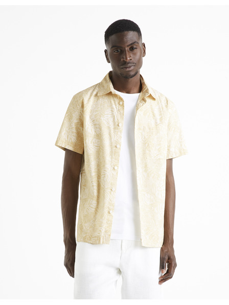 Celio Beige gemustertes Herrenhemd Celio Daprinti