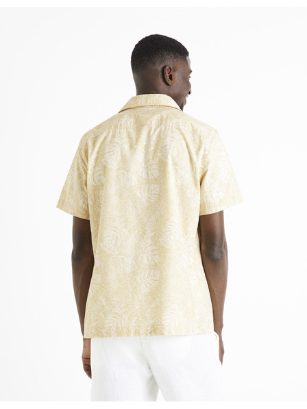 Celio Beige gemustertes Herrenhemd Celio Daprinti