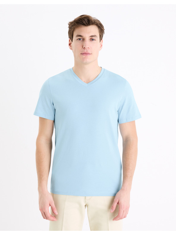Celio Hellblaues Herren Basic-T-Shirt Celio Debasev