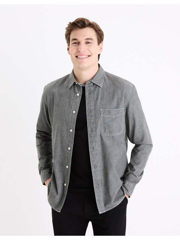 Celio Graues Herren Jeanshemd Celio Gagusti1