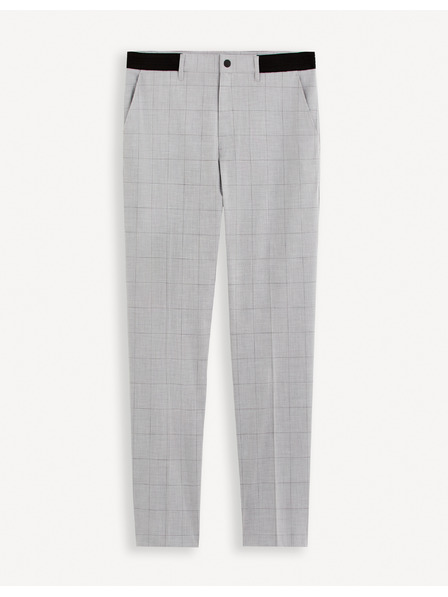 Celio Hellgrau karierte Herren Chino-Hose Celio Gocarreau