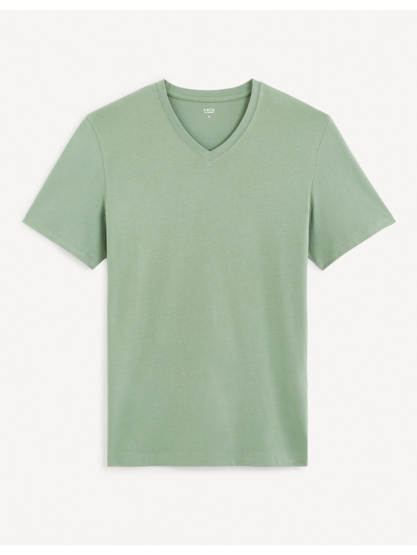 Celio Hellgrünes Herren-Basic-T-Shirt Celio Debasev