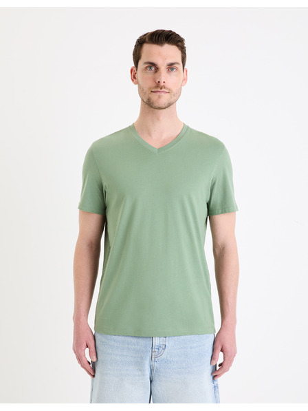 Celio Hellgrünes Herren-Basic-T-Shirt Celio Debasev