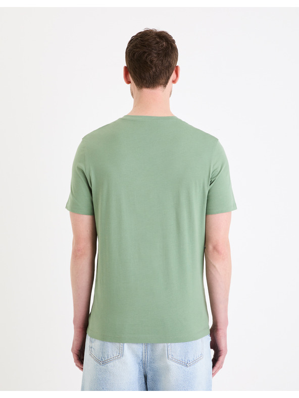 Celio Hellgrünes Herren-Basic-T-Shirt Celio Debasev