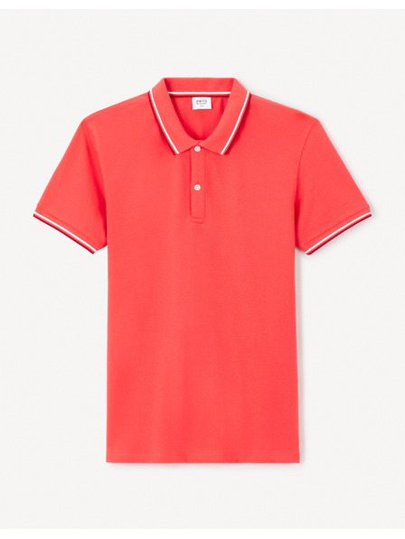 Celio Rotes Herren-Poloshirt Celio Decolrayeb