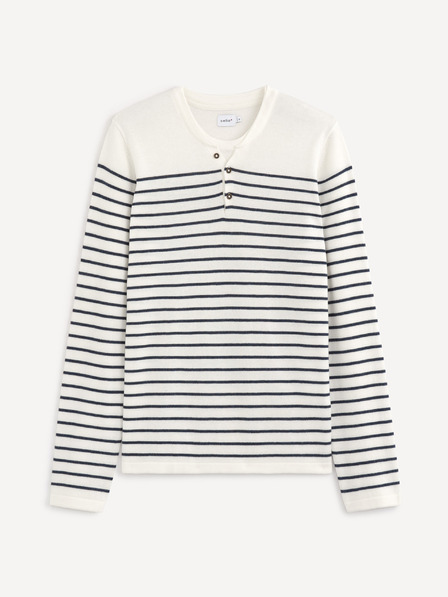 Celio Blau-weiß gestreifter Herrenpullover Celio