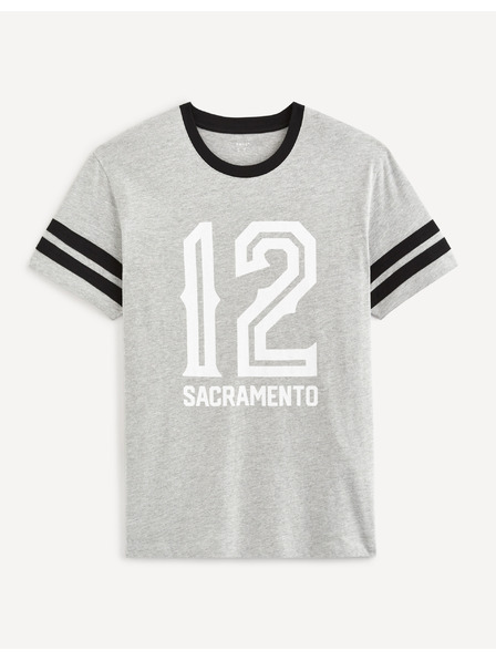 Celio Hellgraues Herren T-Shirt mit Aufdruck Celio