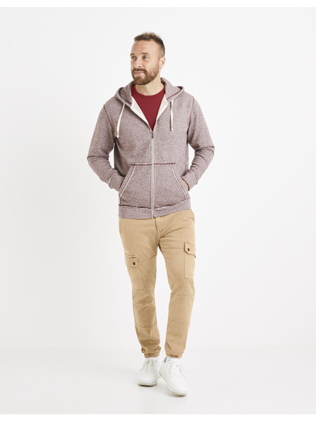 Celio Burgunderfarbener Herren-Kapuzenpullover Celio