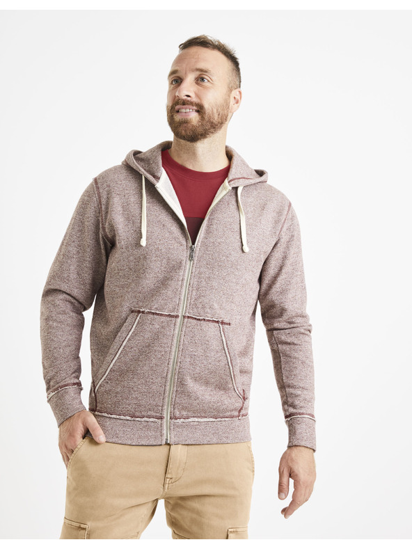 Celio Burgunderfarbener Herren-Kapuzenpullover Celio