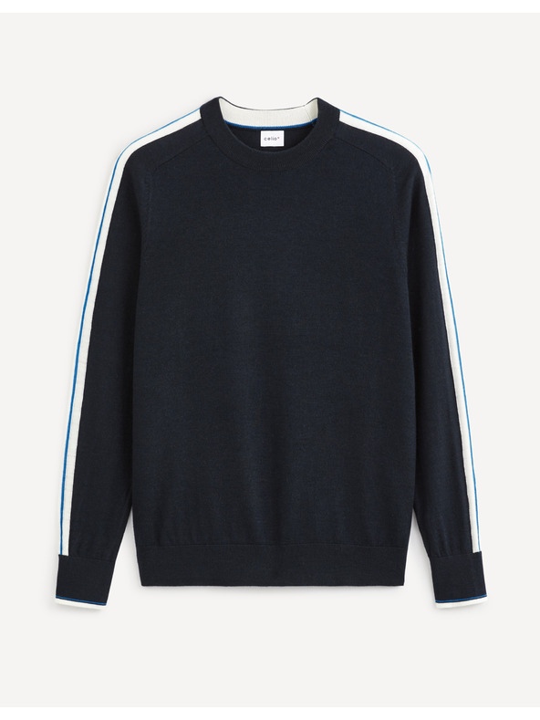 Celio Dunkelblauer Pullover mit Wolle Celio Veritas