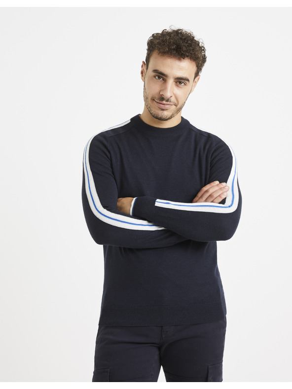 Celio Dunkelblauer Pullover mit Wolle Celio Veritas