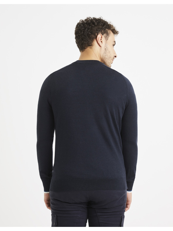 Celio Dunkelblauer Pullover mit Wolle Celio Veritas