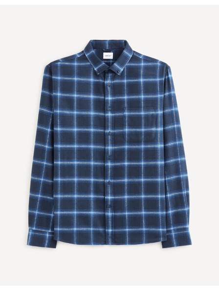 Celio Dunkelblau kariertes Hemd Celio Vaflaca