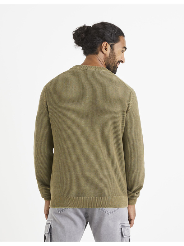 Celio Khakifarbener Basic-Pullover Celio Vecold