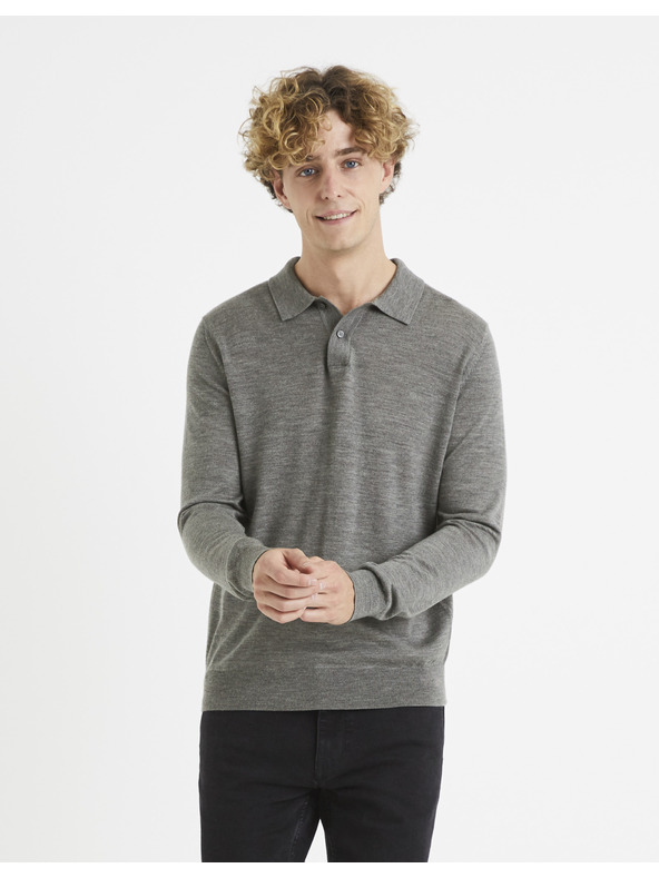 Celio Celio Veitalian Grauer Wollpullover