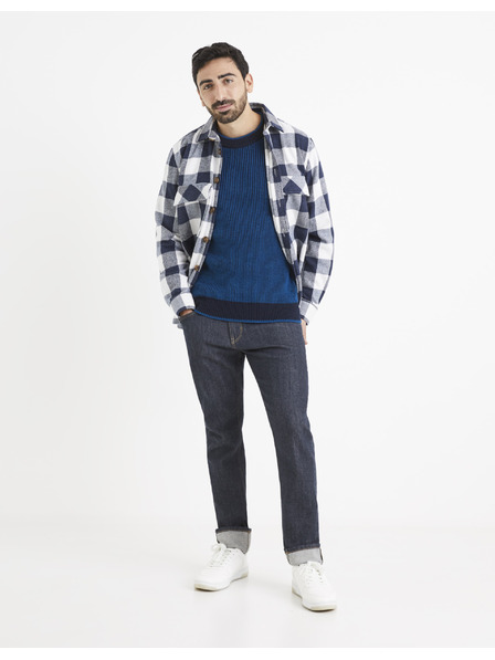Celio Schwarz-blauer Herren-Wollmischpullover Celio