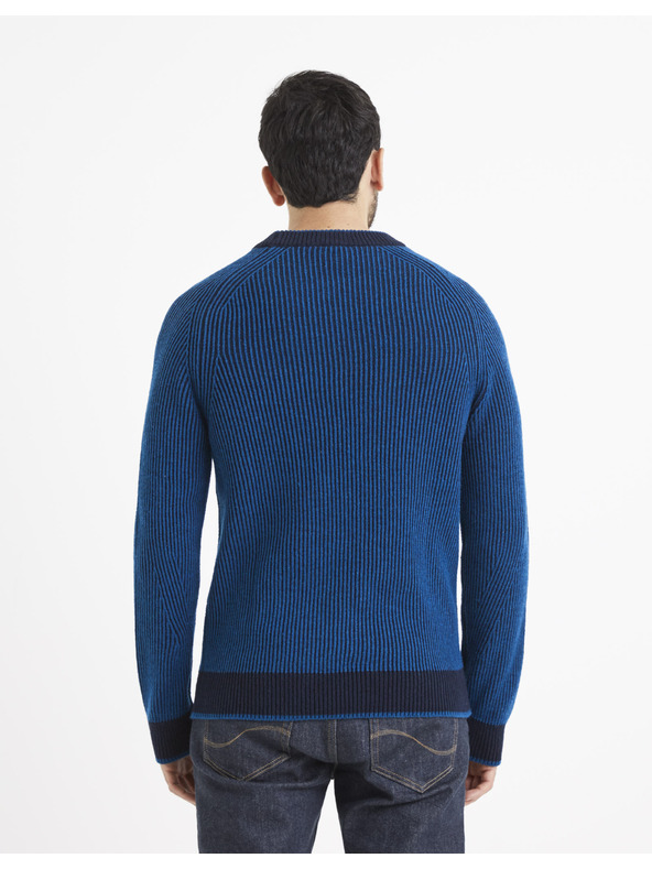 Celio Schwarz-blauer Herren-Wollmischpullover Celio