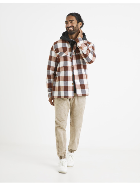 Celio Beige gestreifte Herrenhose Celio