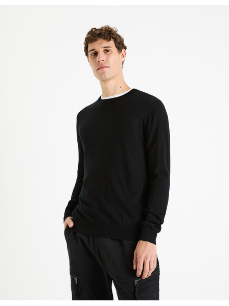 Celio Schwarzer Herren-Wollpullover Celio