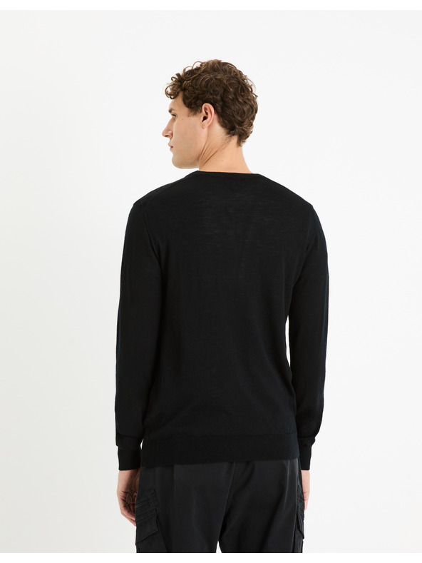 Celio Schwarzer Herren-Wollpullover Celio