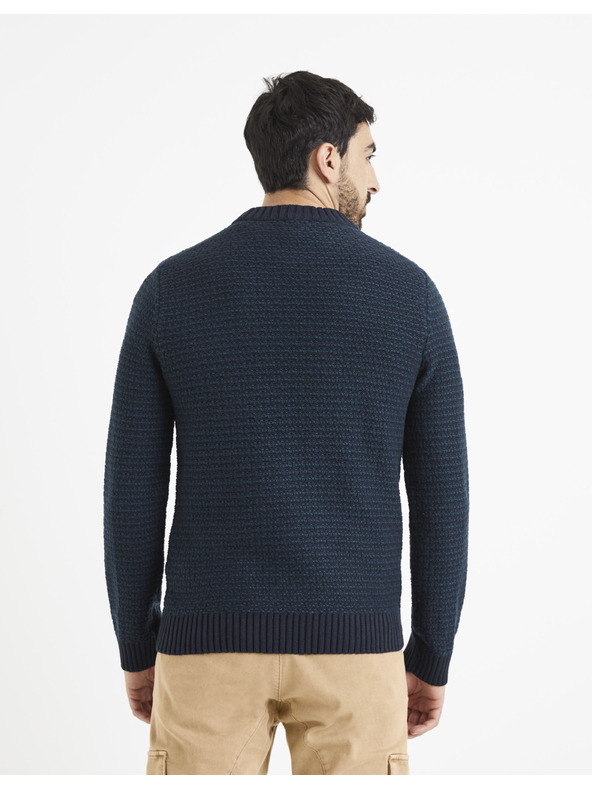 Celio Dunkelblauer gemusterter Herren Celio Vecountry Pullover