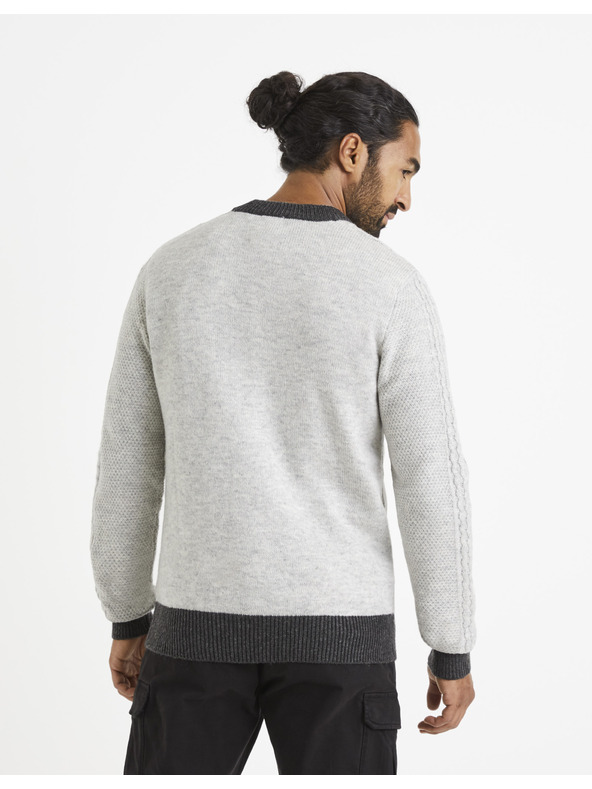 Celio Hellgrauer gemusterter Herrenpullover von Celio