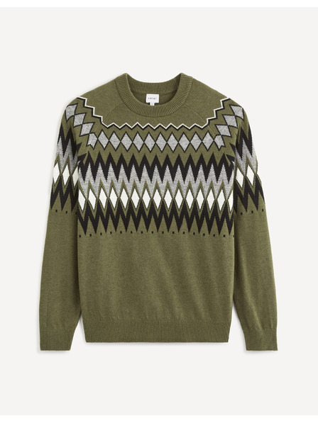 Celio Khaki-gemusterter Herren-Pullover Celio Veryfair