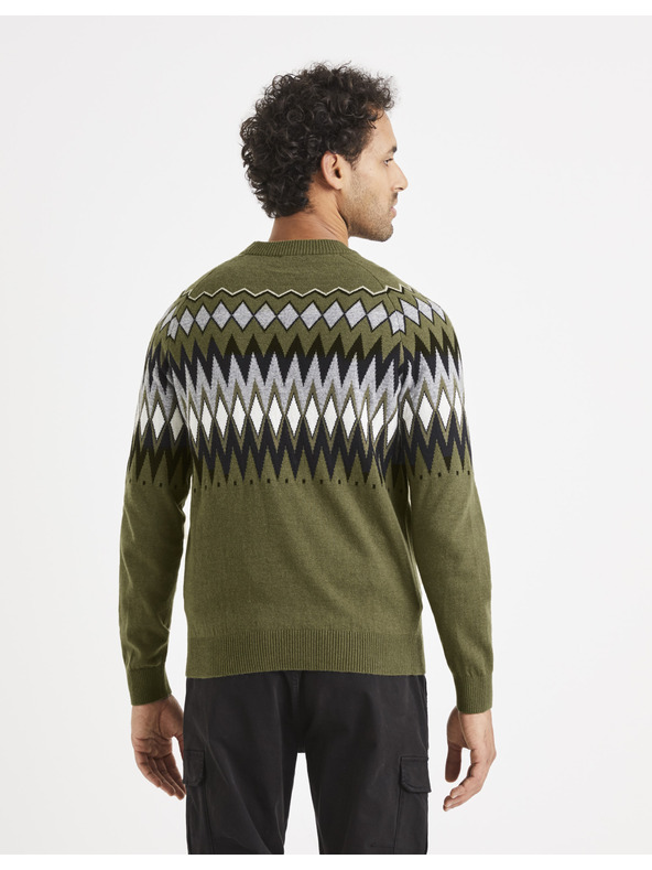 Celio Khaki-gemusterter Herren-Pullover Celio Veryfair