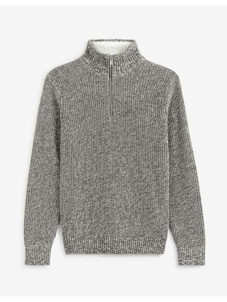 Celio Herrenpullover weiß und grau gestromt Celio Veviking