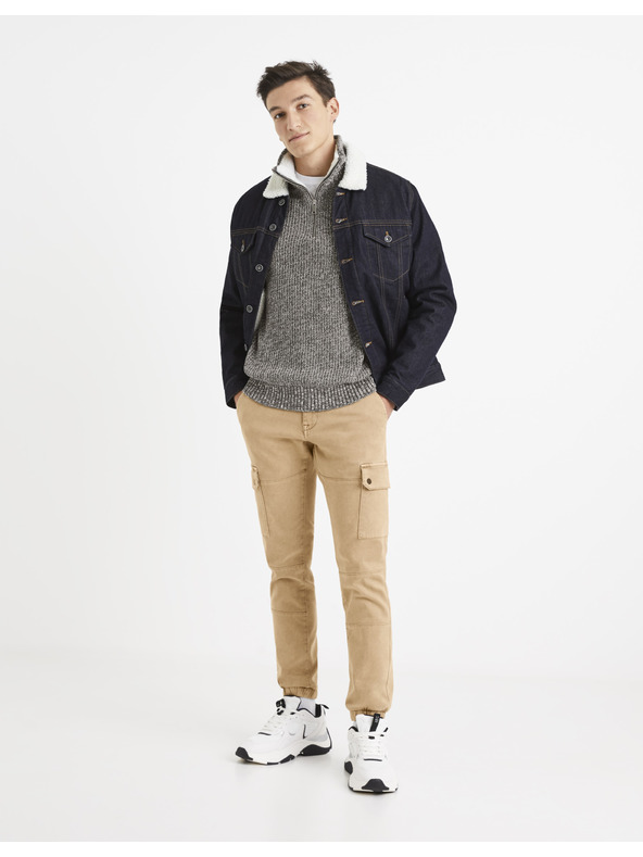 Celio Herrenpullover weiß und grau gestromt Celio Veviking