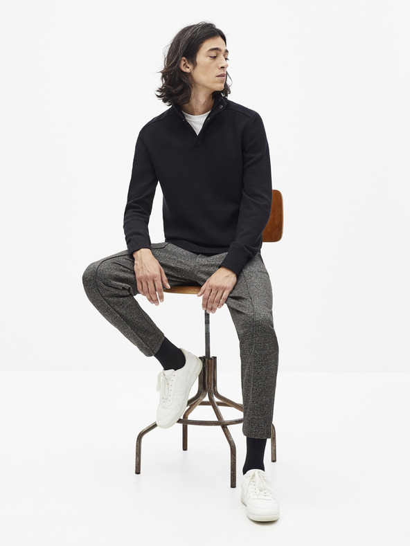 Celio Schwarzer Herrenpullover mit Stehkragen Celio Serome