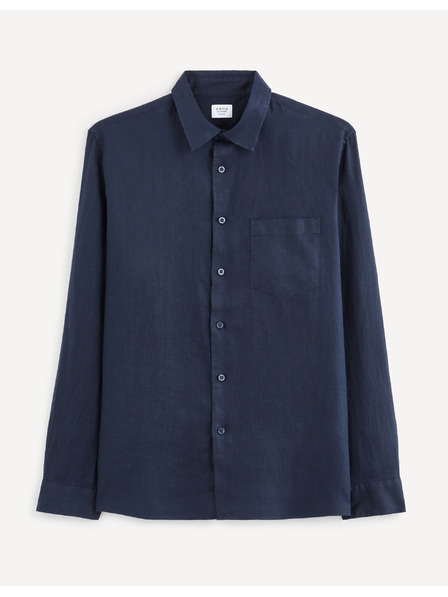 Celio Dunkelblaues Leinenhemd für Herren Celio Baflax