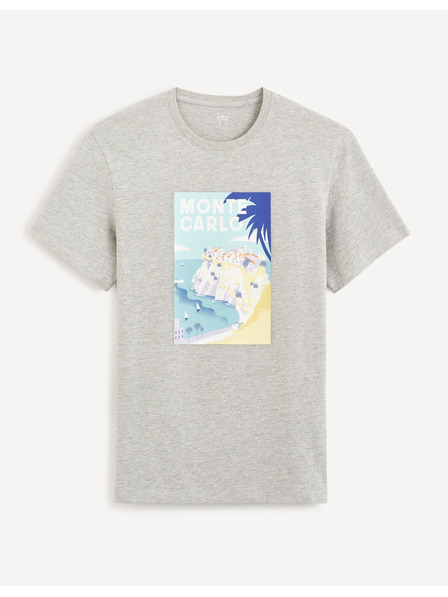 Celio Celio Cevinty Monte Carlo graues Baumwoll-T-Shirt