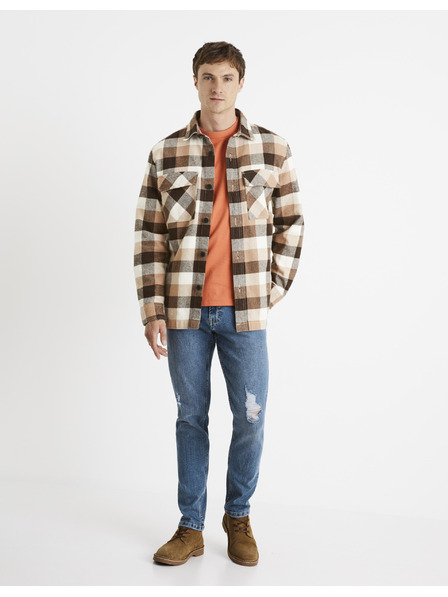 Celio Braun kariertes Herrenhemd Celio Caochecky