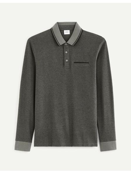 Celio Graues Herren Langarm-Poloshirt Celio Cedotml
