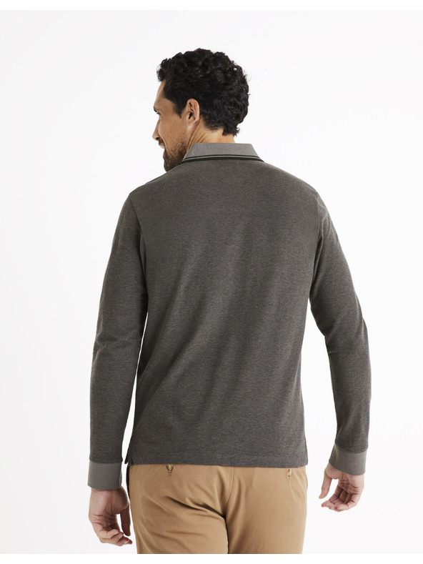 Celio Graues Herren Langarm-Poloshirt Celio Cedotml