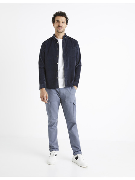 Celio Dunkelblaues Herren-Cordhemd Celio Carduroys