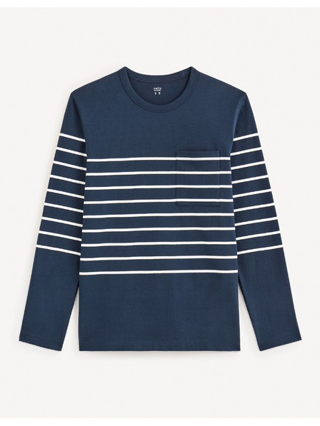 Celio Blau gestreiftes Herren-T-Shirt Celio Veboxmlr