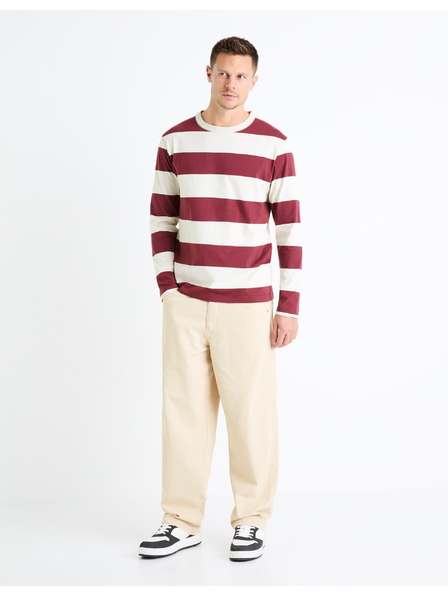 Celio Burgunderfarben gestreiftes Herrenhemd Celio Fecond