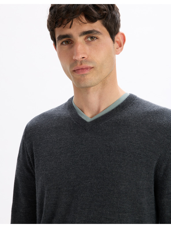 Celio Dunkelgrauer Herren-Wollpullover Celio Semeriv