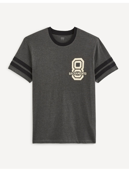 Celio Dunkelgraues Herren T-Shirt bedruckt Celio