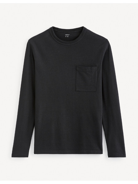 Celio Schwarzes Herren-Basic-Hemd mit Tasche Celio