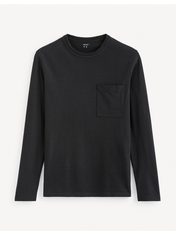 Celio Schwarzes Herren-Basic-Hemd mit Tasche Celio