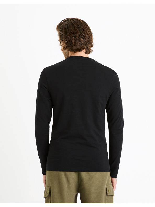 Celio Schwarzes Herren-Basic-Hemd mit Tasche Celio