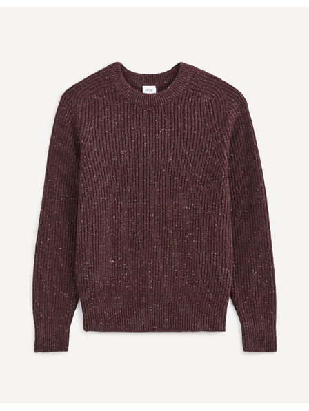 Celio Burgunderfarben gestreifter Herrenpullover Celio