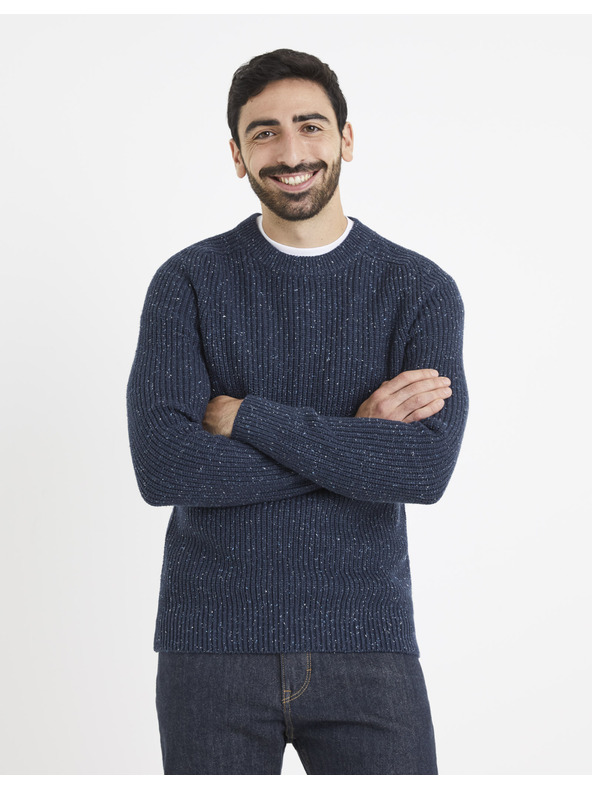 Celio Dunkelblauer gestromter Herren Pullover Celio