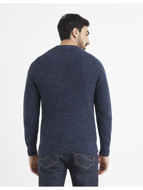 Celio Dunkelblauer gestromter Herren Pullover Celio