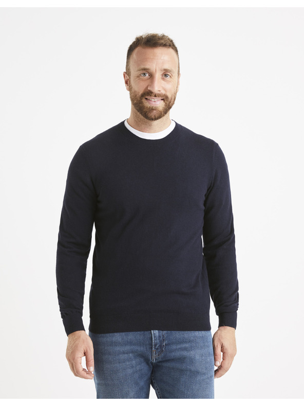 Celio Dunkelblauer Herren-Basic-Pullover Celio