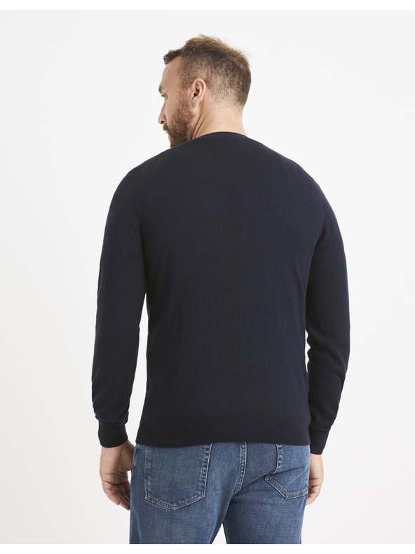 Celio Dunkelblauer Herren-Basic-Pullover Celio